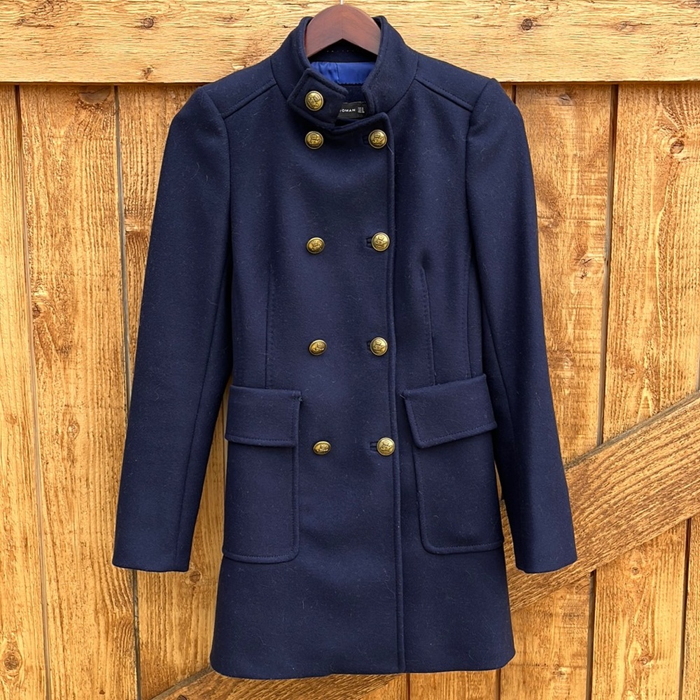 Zara Woman Military Style Navy Coat (size Small)